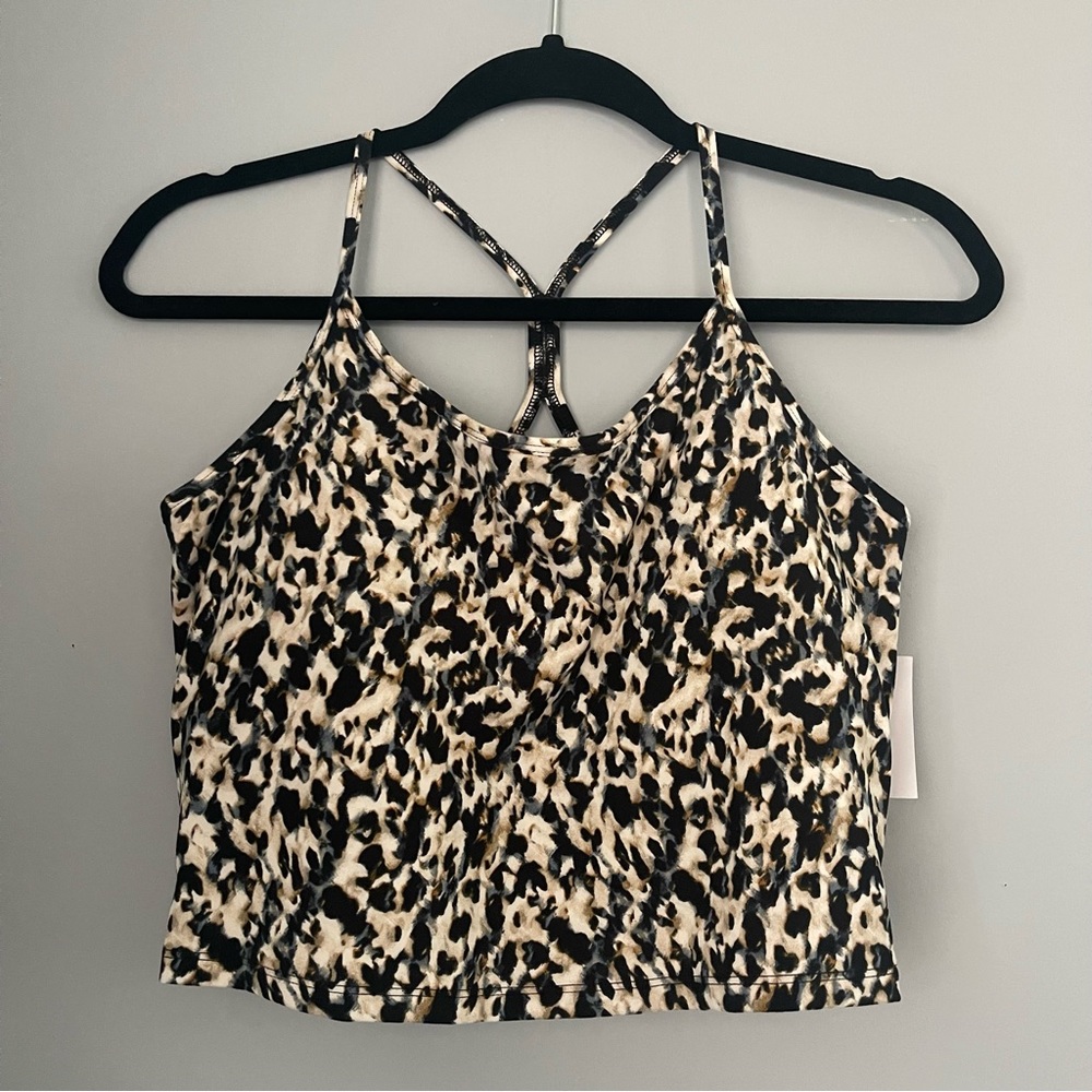 New Cheetah Print Tank Top Athletic Built In Bra Core10